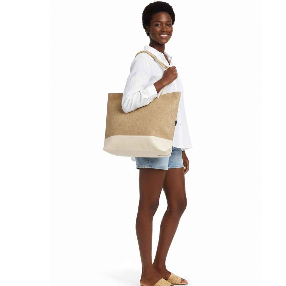 Norwena Beach Tote | Jute & Cotton Canvas