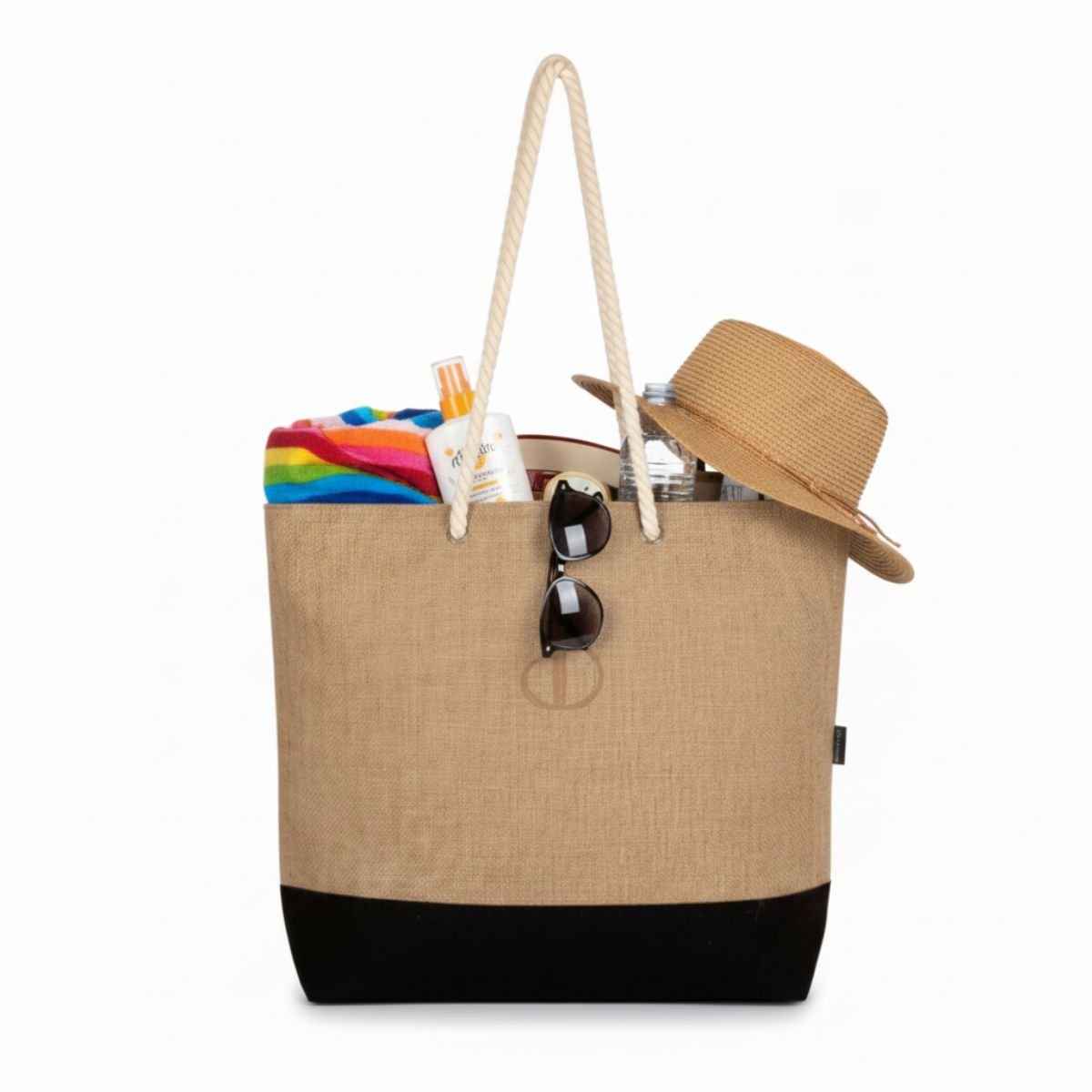 Norwena Beach Tote | Jute & Cotton Canvas