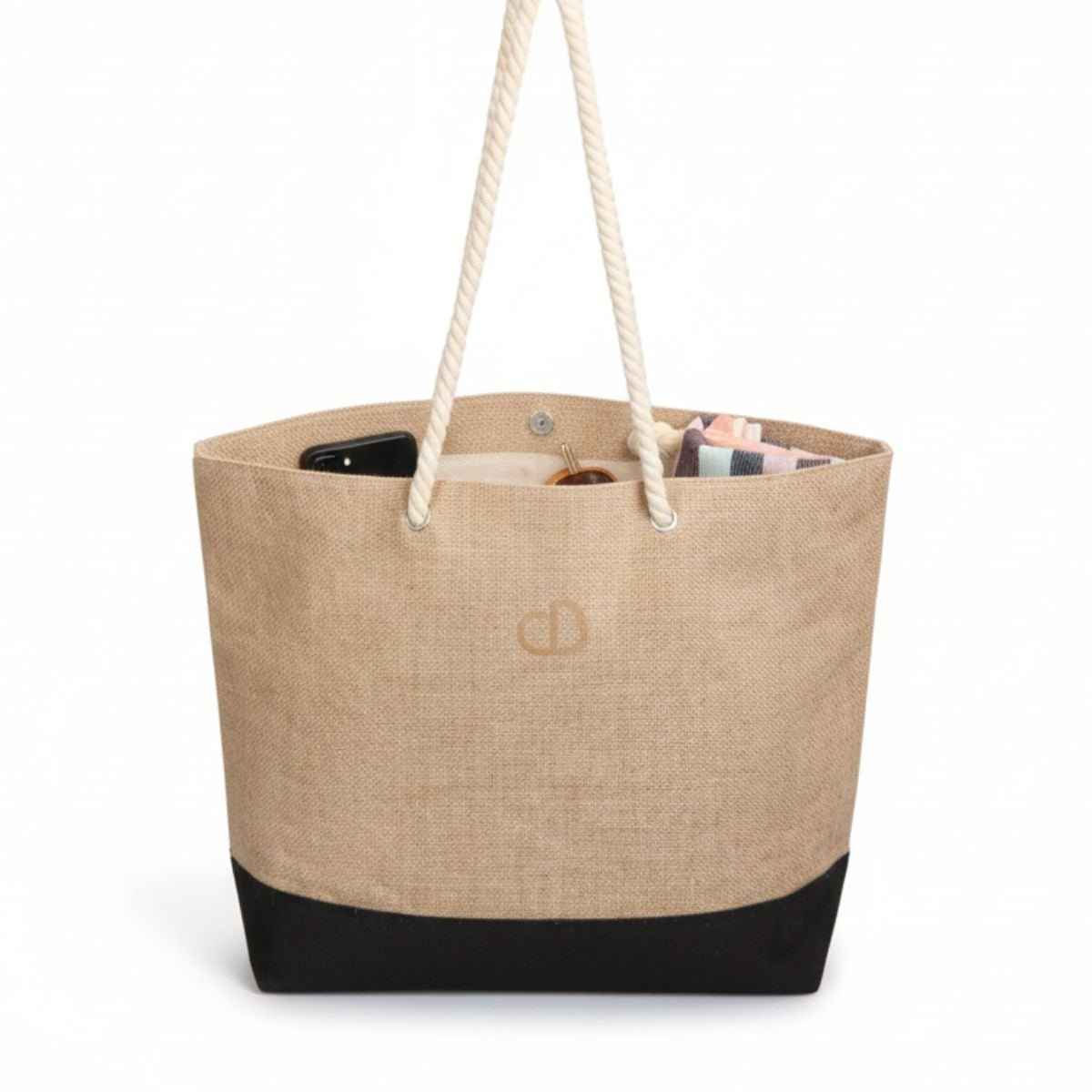Norwena Beach Tote | Jute & Cotton Canvas