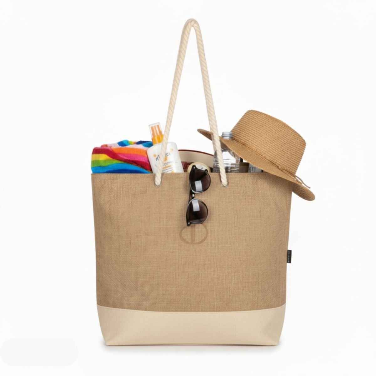Norwena Beach Tote | Jute & Cotton Canvas